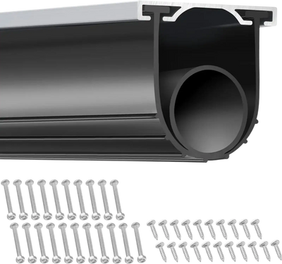 VEVOR Garage Door Seals Bottom Rubber, U Shape +O Ring Combination Garage Door Weather Stripping with Pre-drilled Aluminum Track Retainer Kit, 5/16 inch T-ends and 3 3/4 inch Width (16 Ft, Black)