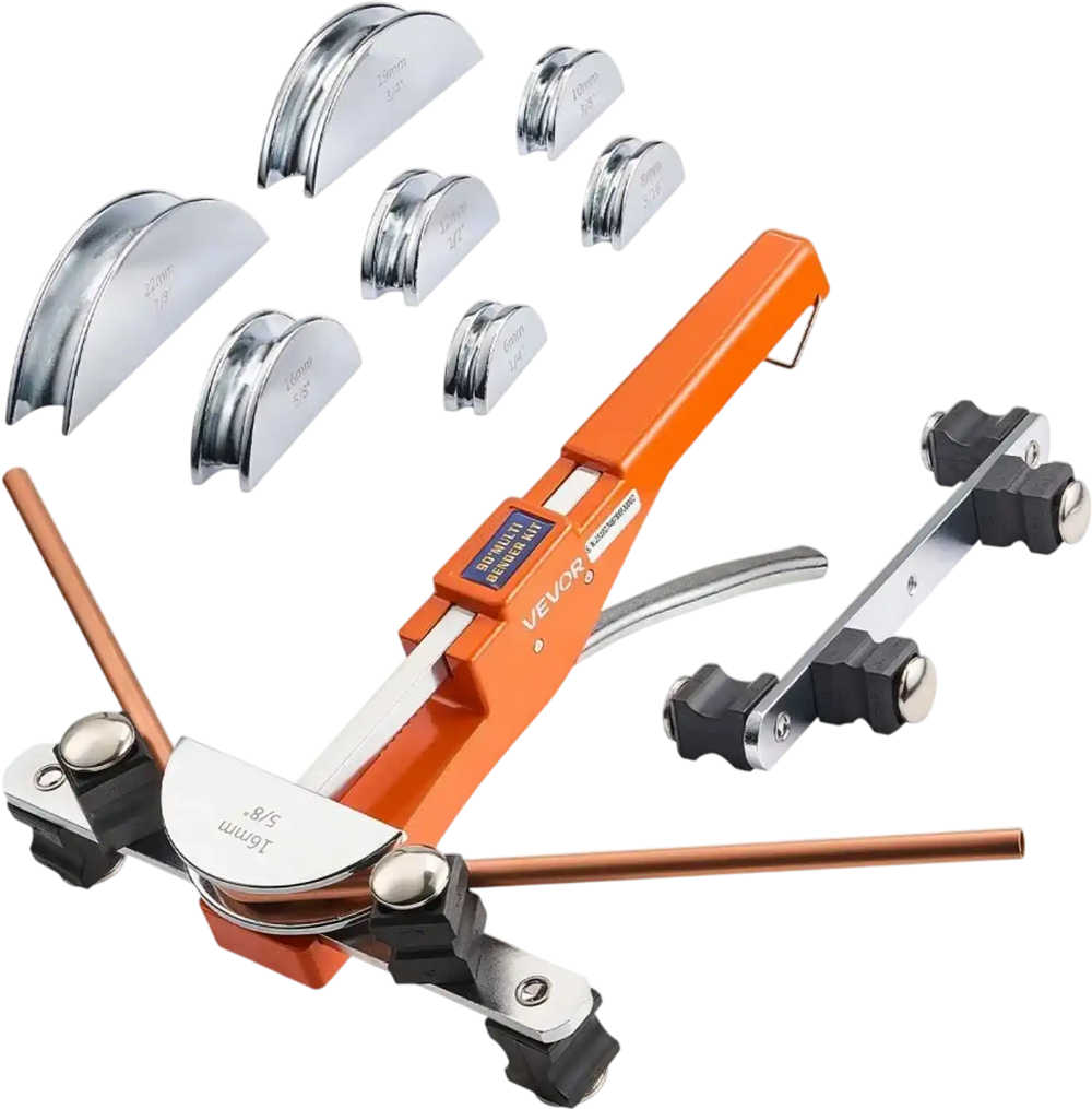VEVOR Tubing Bender Kit, 1/4 to 7/8 Inch, Compact Ratcheting Tube Pipe Bender, Ratchet Hand Bending Tool, with 7 Aluminium Alloy Dies, HVAC Tools, for Copper Aluminum HVAC Refrigeration Maintenance