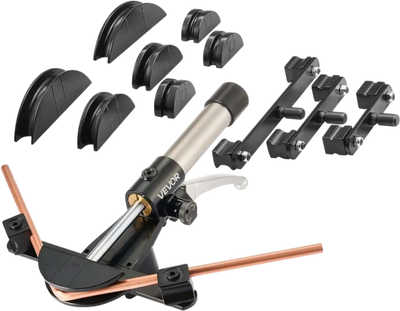 VEVOR Hydraulic Tubing Bender Kit, 1/4 to 7/8 Inch, Copper Tube Pipe Bender, HVAC Bending Tool Set, 90° Bend, with 7 Aluminium Alloy Dies, for HVAC Air Conditioning Refrigeration Automotive Repair