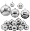 VEVOR Mirror Disco Ball 3.2" 4" 6" 8" 12" 17-Pack Balls with Hanging Ring, for Party Home Decoration Stage Props DJ Dance Club, 2 Mirror Tile Sizes, Reflects Light, Wedding Birthday Decor, Silver