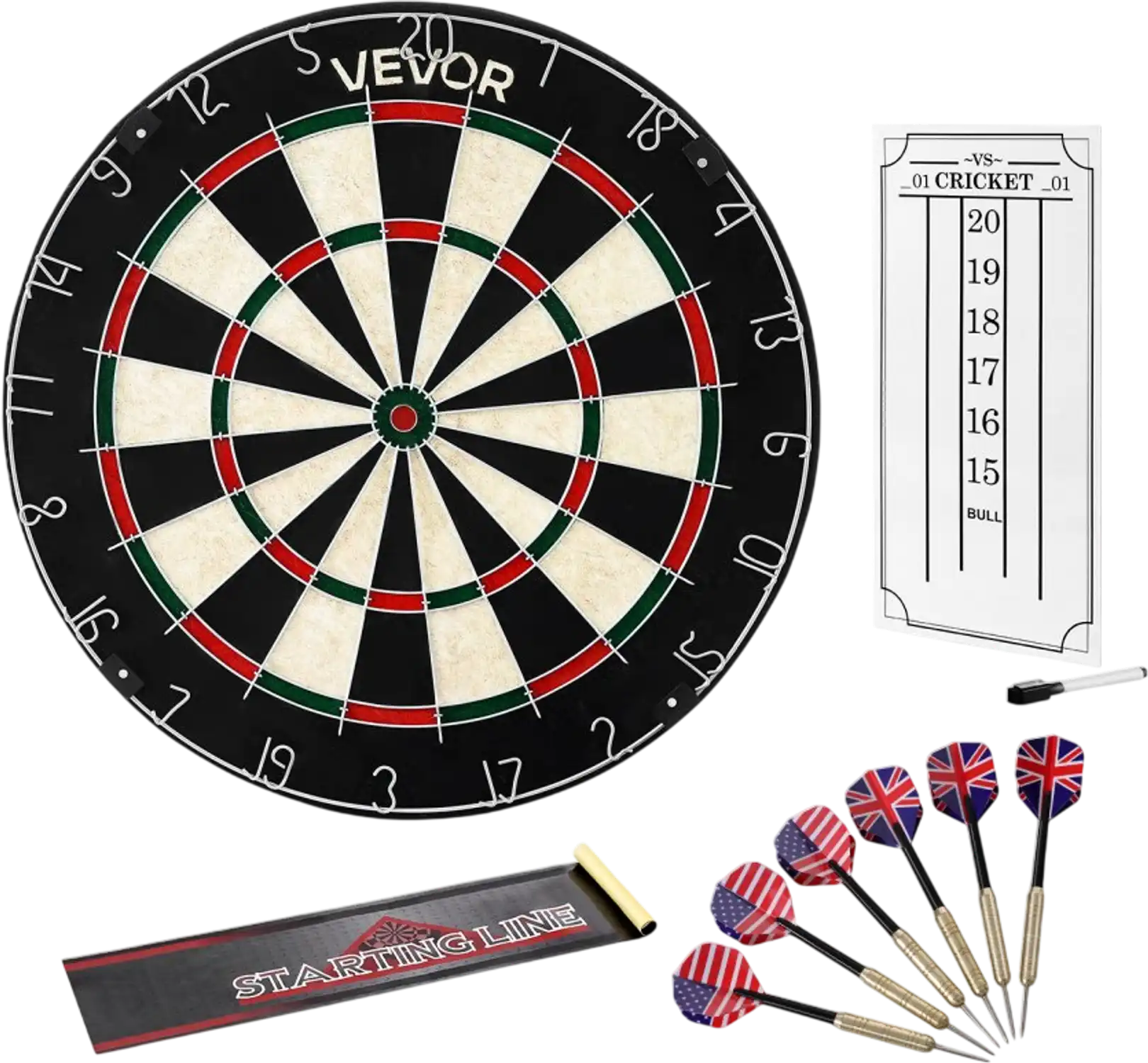 Vevor Dartboard Self-Healing Sisal Steel Tip Dart Board Set 17.7