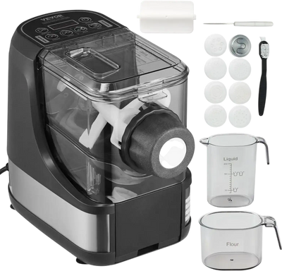 VEVOR Electric Pasta Maker, 150W Automatic Noodle Maker Machine with 8 Pasta Shapes, 4 Intelligent Modes, 500g Flour Capacity Pasta Maker Machine with Measuring Cups, Cleaning Brush for Home Kitchen