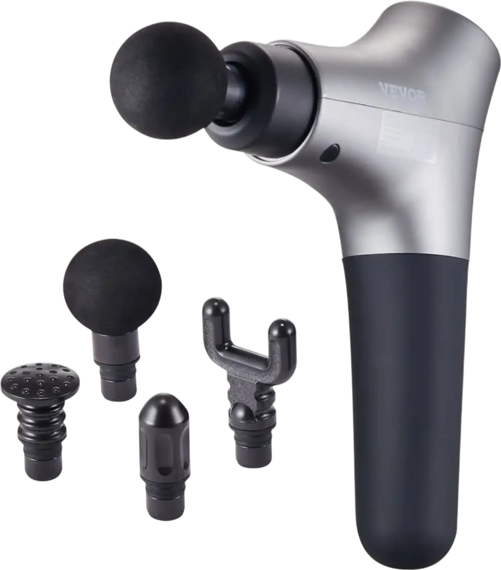 VEVOR Massage Gun Deep Tissue, Percussion Muscle Massage Gun for Athletes - with 6 Speed Levels & 4 Massage Heads, 12V 2500mAh Batteries, Handheld Mini Massage Gun for Pain Relief, Muscle Relaxation