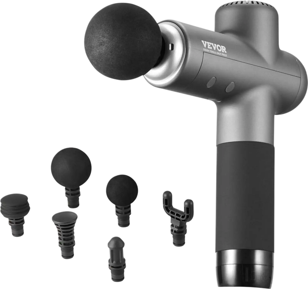 VEVOR Massage Gun Deep Tissue, Muscle Percussion Massage Gun for Athletes, Handheld Massage Gun for Pain Relief, Muscle Relaxation - with 8 Speed Levels & 6 Massage Heads, 24V 2500mAh