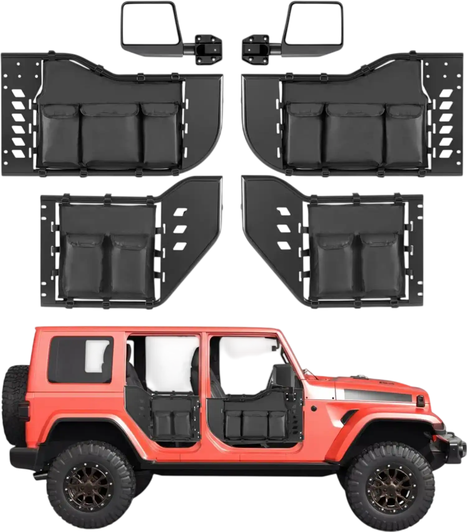 Vevor Tube Doors 4-Door Jeep Wrangler JL & Gladiator JT Off-Road Tubular Half Doors New