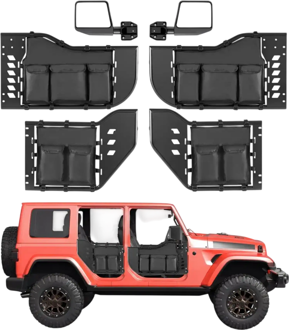 VEVOR Jeep Tube Doors, 4-Door, Compatible with 2018-2026 Jeep Wrangler JL & 2020-2026 Gladiator JT, Steel Off Road Front & Rear Tubular Half Doors with DOT Certified Side View Mirrors and Storage Bag