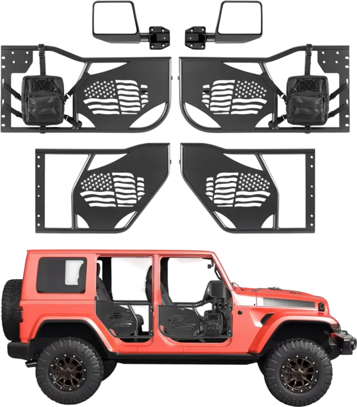 Vevor Tube Doors Jeep Wrangler JK Unlimited 4-Door Front & Rear Tubular Half Doors New