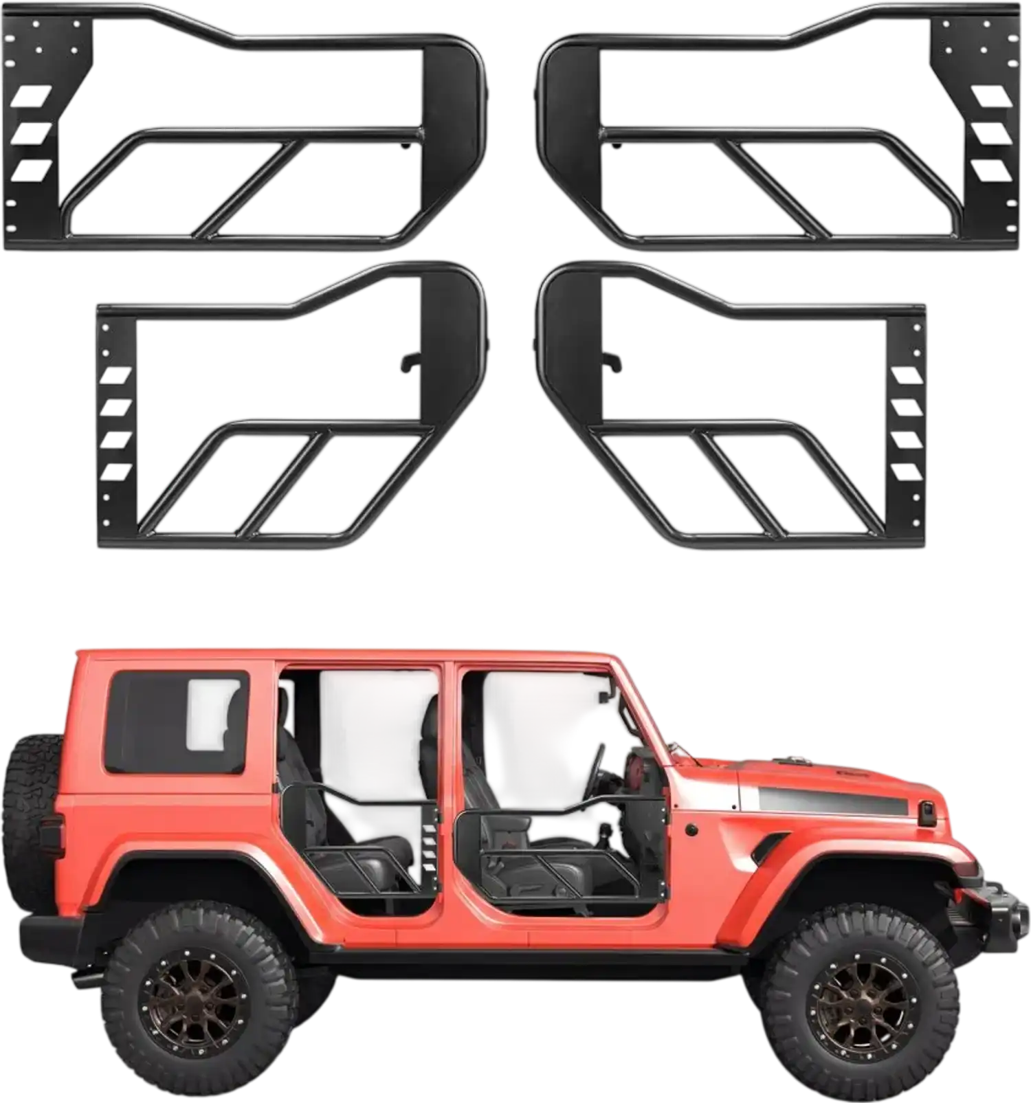 Vevor Jeep Tube Doors 4-Door Tubular Half Doors for 2007-2018 Jeep Wrangler JK Unlimited New