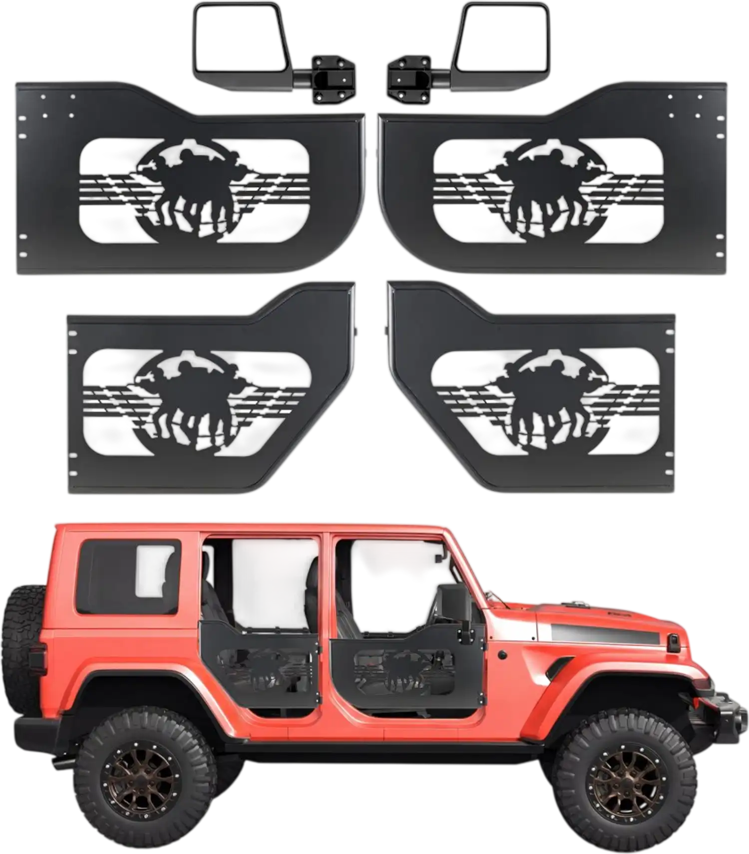 Vevor Tube Doors Jeep Wrangler JL & Gladiator JT 4-Door Front & Rear Tubular Half Doors New