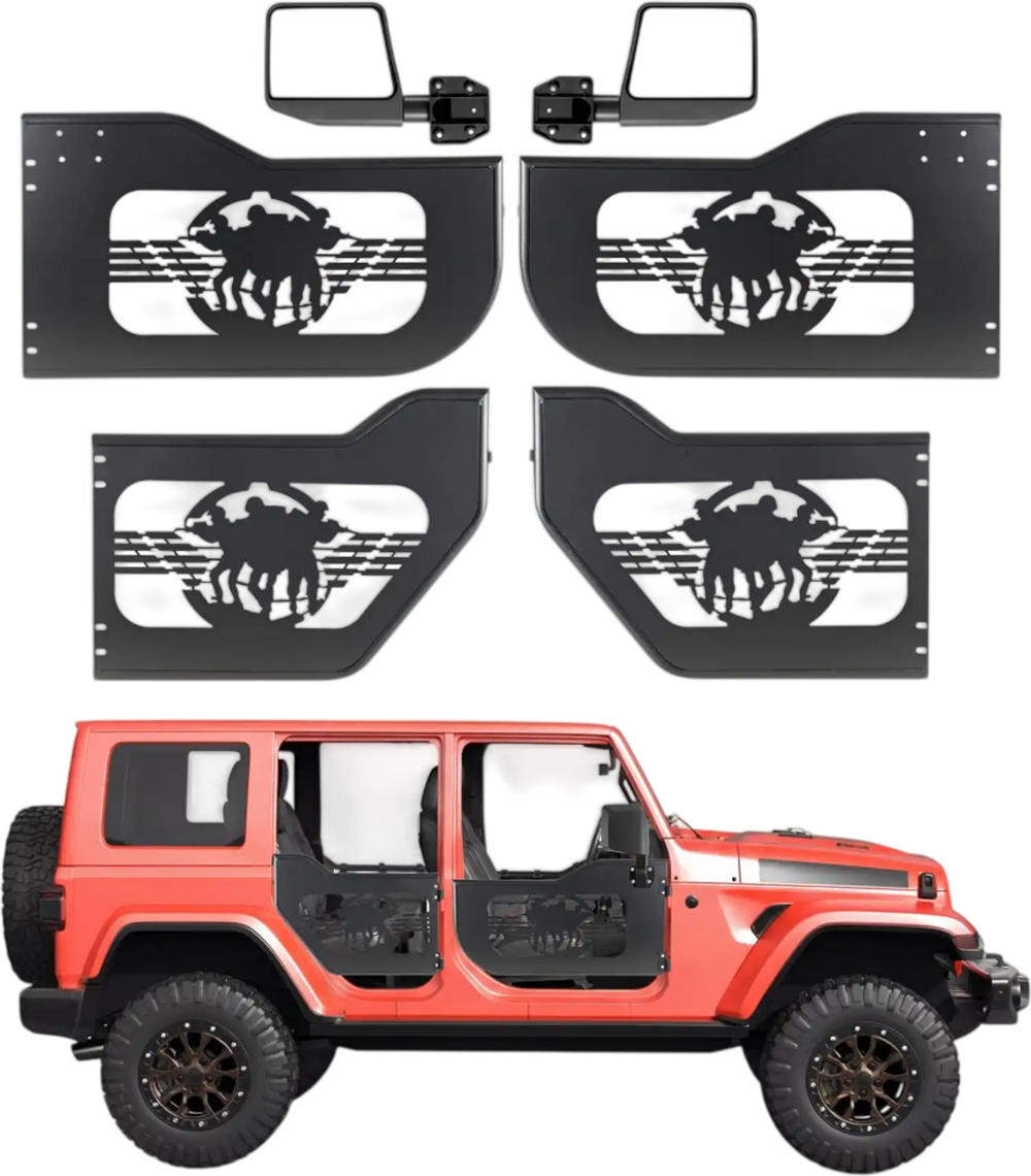 VEVOR Jeep Tube Doors, 4-Door, Fit for 2018-2026 Jeep Wrangler JL & 2020-2026 Gladiator JT, Soldier Pattern Off Road Front & Rear Tubular Half Doors with DOT Certified Side View Mirrors & Rubber Pads