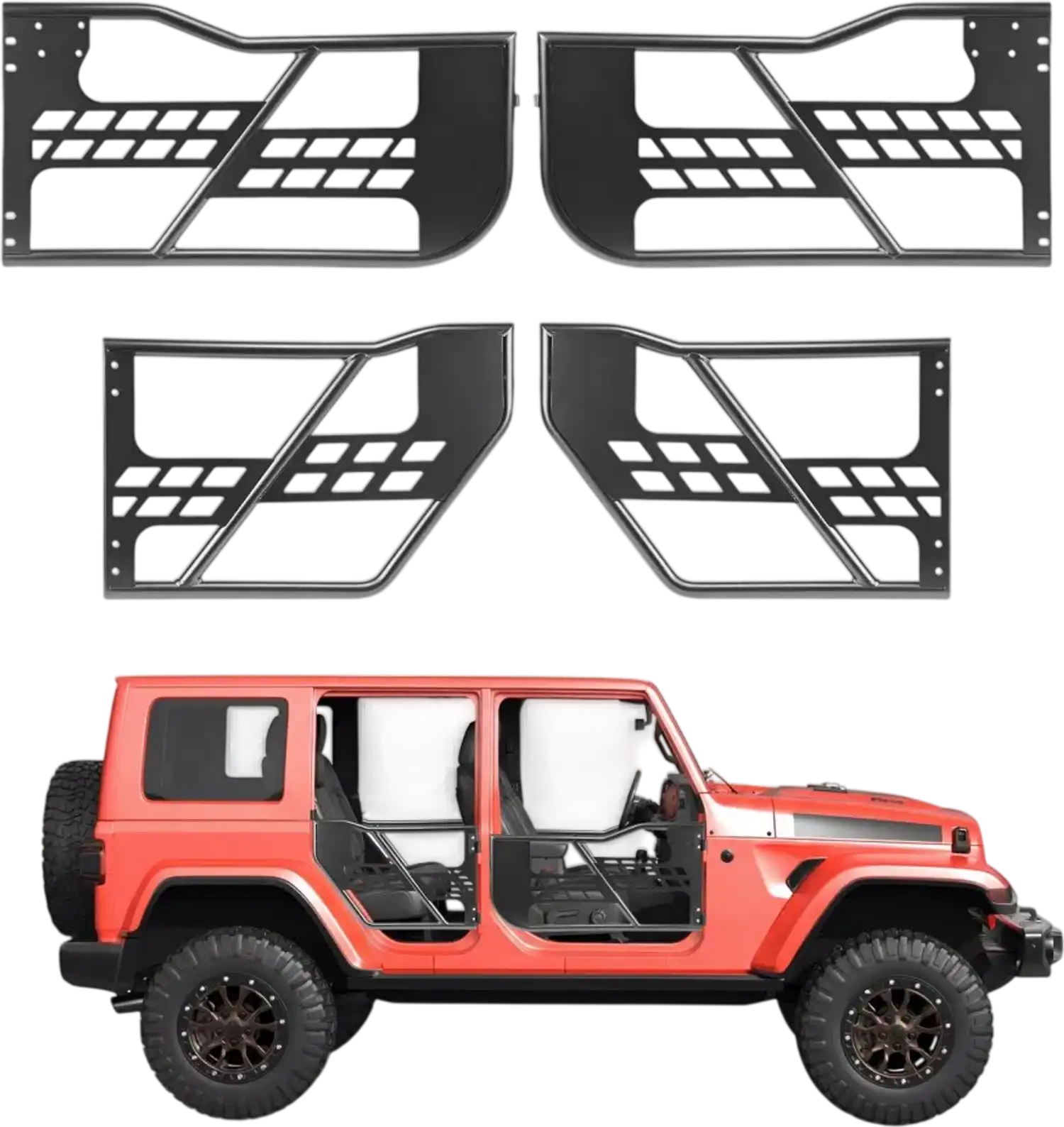 Vevor Jeep Tube Doors 4-Door Off-Road Front & Rear Tubular Half Doors for 2007-2018 Jeep Wrangler JK JKU Unlimited New