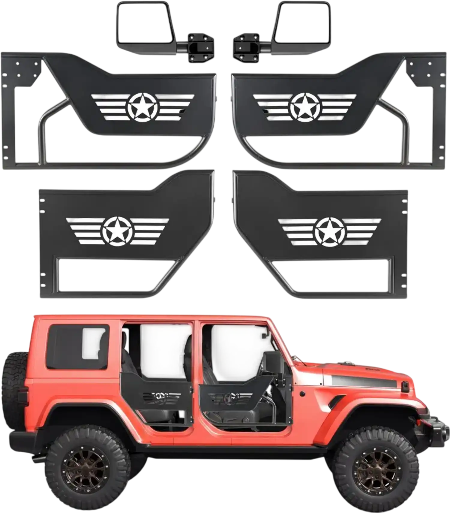 Vevor Tube Doors 4-Door Jeep Wrangler JL JLU Gladiator JT 4XE Off-Road Half Doors New