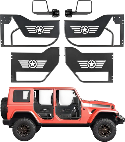 VEVOR Jeep Tube Doors, 4-Door, Compatible with 2018-2026 Jeep Wrangler JL JLU & Gladiator JT 4XE, Steel Off Road Front & Rear Tubular Half Doors with DOT Certified Side View Mirrors
