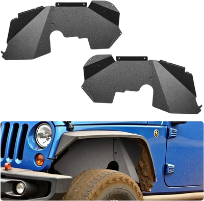 VEVOR Inner Fender Liner, Front Fender Liner Compatible with 2007-2018 Jeeps JK/JKU 2/4 Doors, Steel Mud Guards Bolt-on Style Fenders Flare, Wheel Well Cover Fenders Flare Liners, Scratch-Resistant