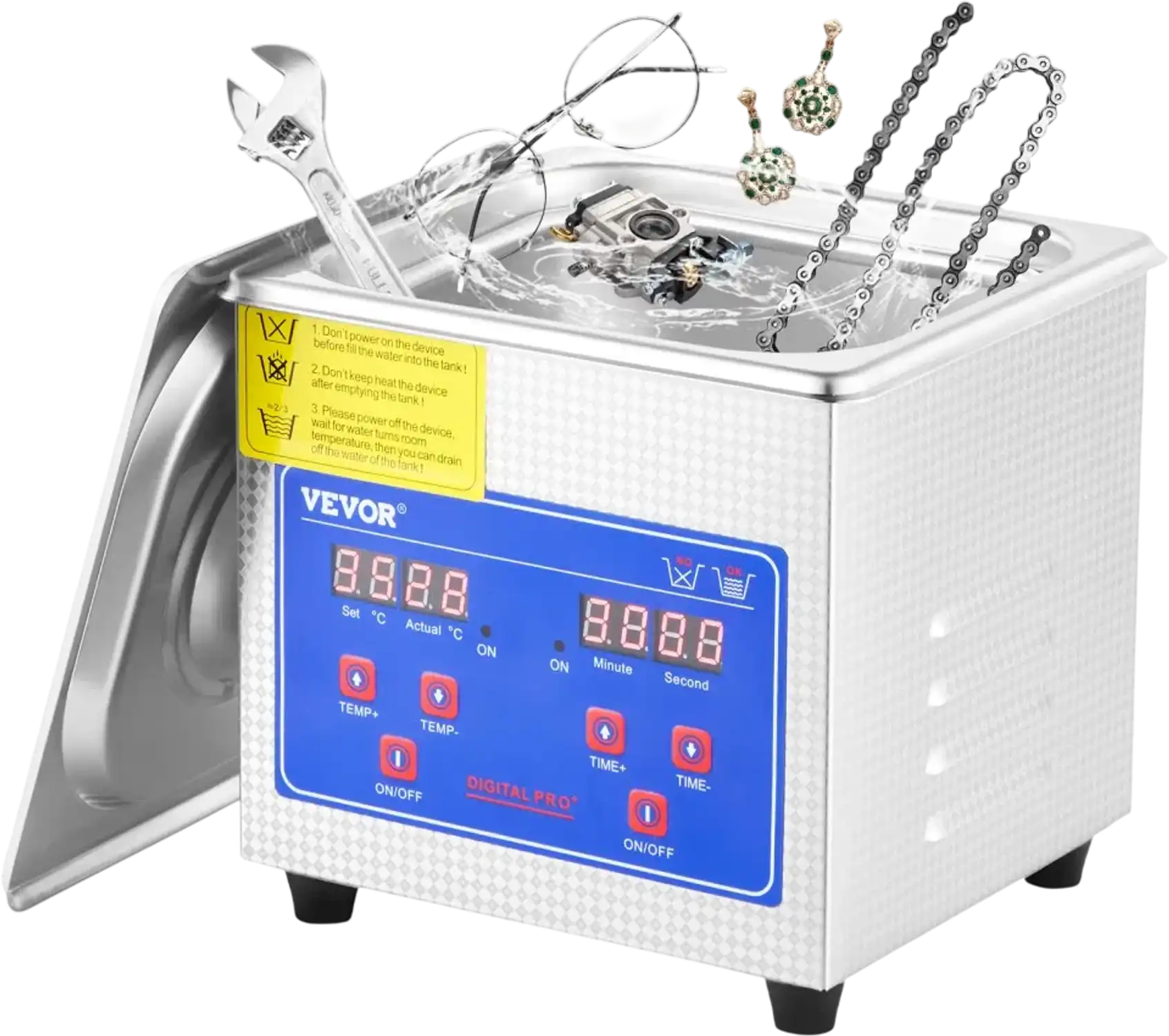 Vevor Ultrasonic Cleaner Professional 0.3 L Jewelry Cleaner with Digital Timer & Heater New