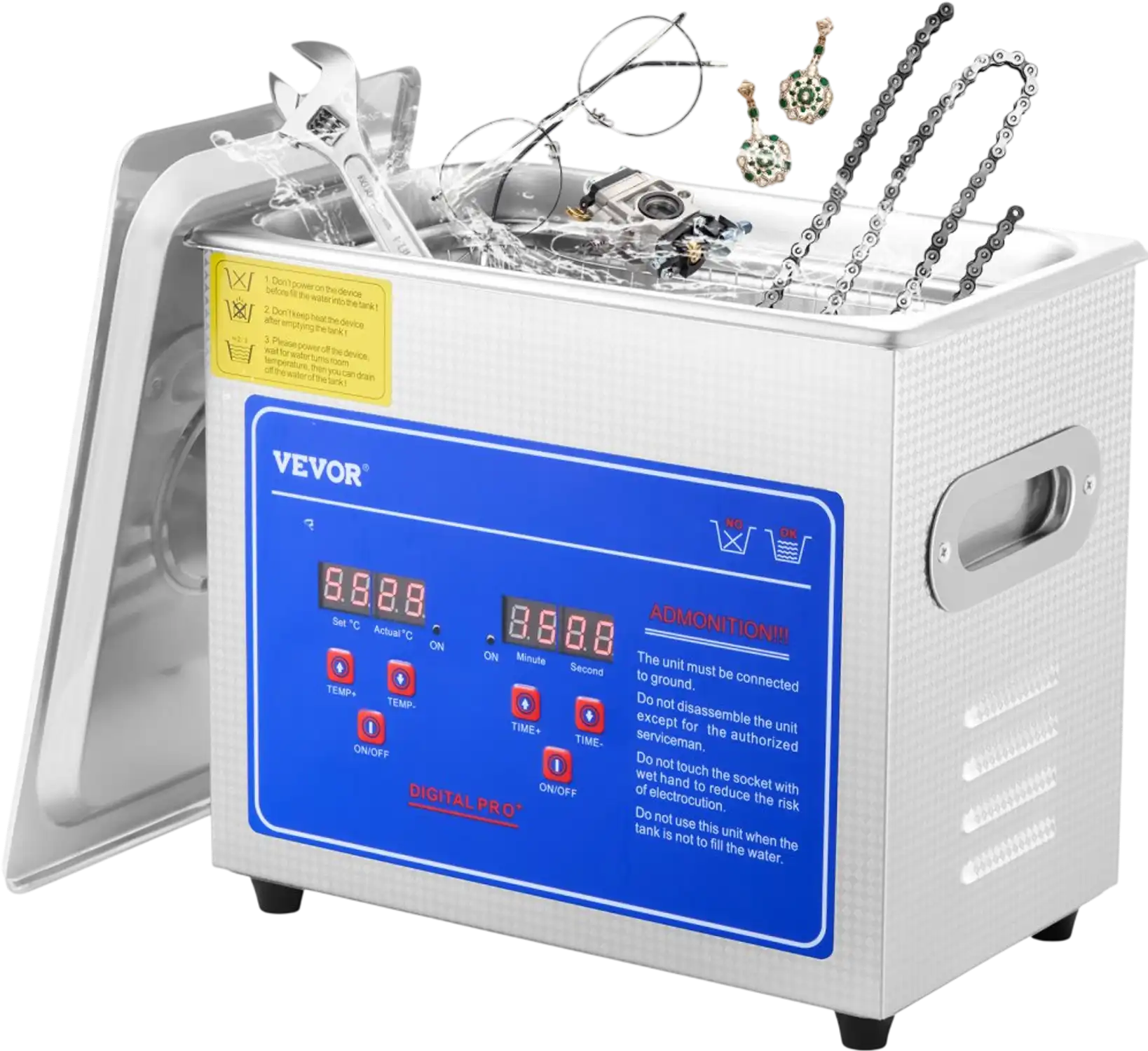 Vevor Ultrasonic Cleaner Professional 2.85 L Digital Timer & Heater Stainless Steel 40kHz New