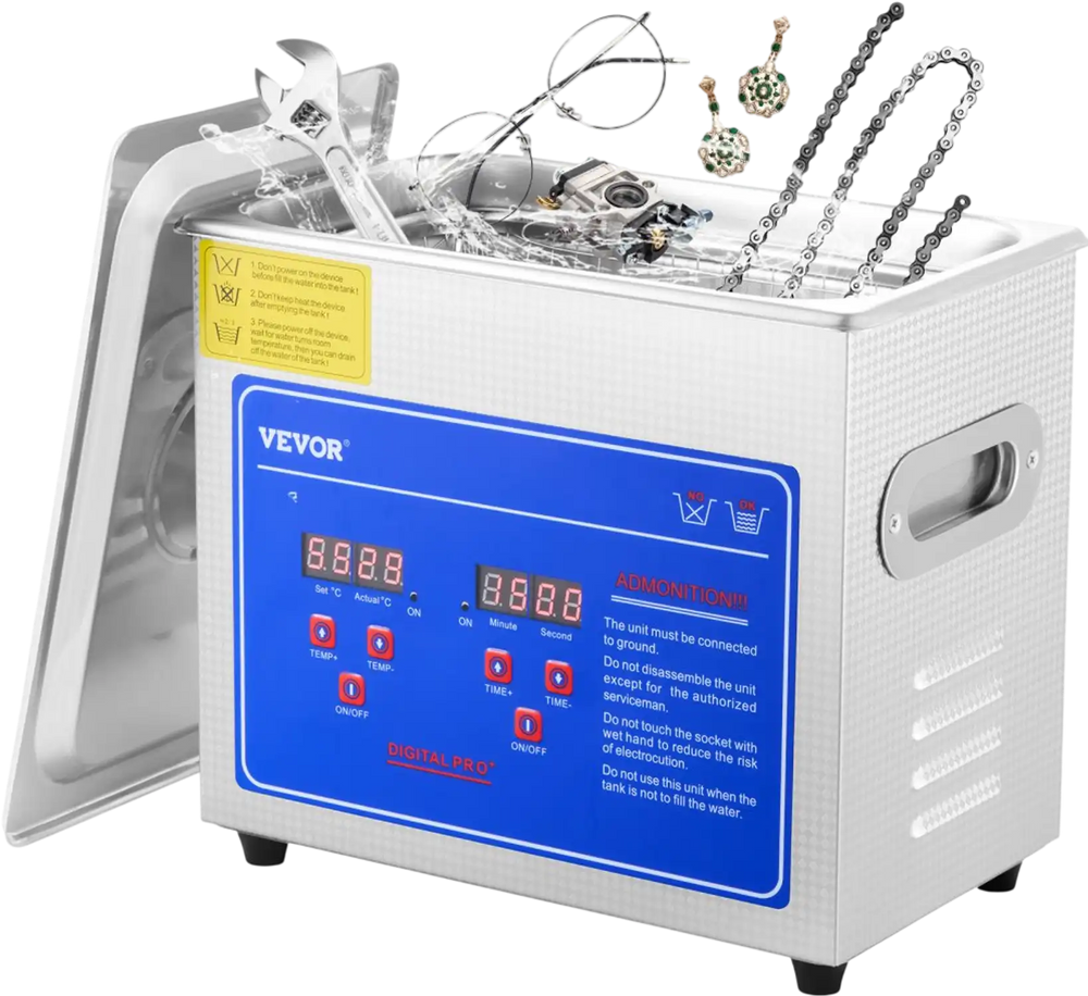 VEVOR Professional Ultrasonic Cleaner, 2.85 L Ultrasonic Jewelry Cleaner with Digital Timer & Heater, Stainless Steel Industrial Sonic Cleaner 40kHz for Glasses, Watches, Rings, Small Parts