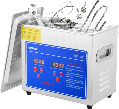 VEVOR Professional Ultrasonic Cleaner, 2.85 L Ultrasonic Jewelry Cleaner with Digital Timer & Heater, Stainless Steel Industrial Sonic Cleaner 40kHz for Glasses, Watches, Rings, Small Parts