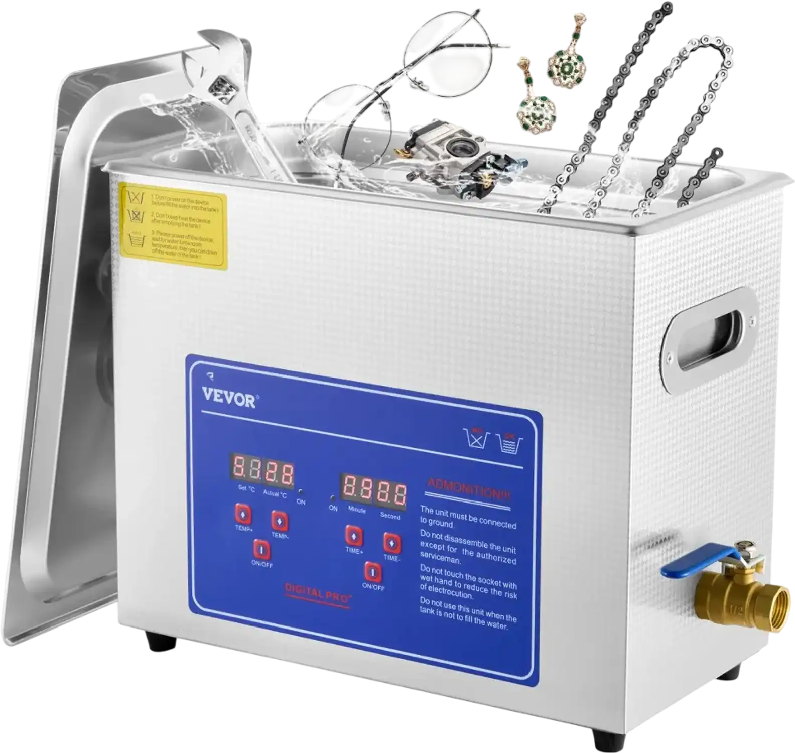 Vevor Ultrasonic Cleaner Digital Timer & Heater 6L Stainless Steel New