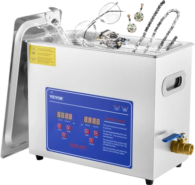 Sonic Cleaner with Digital Timer & Heater, Professional Ultra Sonic Jewelry Cleaner, Stainless Steel Heated Cleaning Machine for Glasses Watch Rings Small Parts Circuit Board (6L)