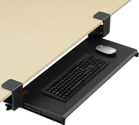 VEVOR Clamp on Keyboard Tray Under Desk, Desk Keyboard Tray Slide out with Sturdy No-drill C Clamp Mount, Large 26.8 x 11 inch Slide-out Computer Drawer for Typing in Home, Office Work
