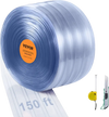 VEVOR Strip Curtain, 150' Length, 8" Width, 0.08" Thickness, Clear Ribbed Plastic Door Strips, PVC Curtain Strip Door Bulk Roll for Warehouses, Factories, Supermarkets, Shopping Malls, Halls, Garages
