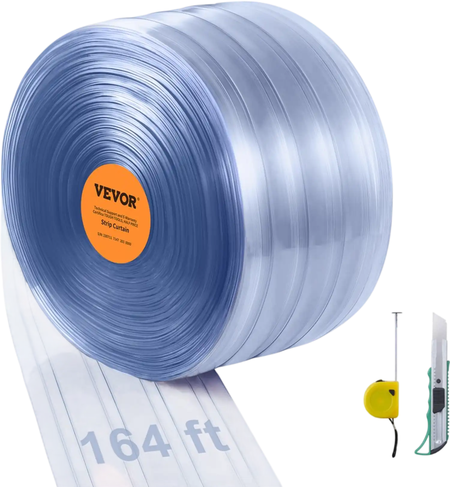 Vevor Strip Curtain Clear Ribbed PVC Door Bulk Roll 164' x 8