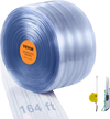 VEVOR Strip Curtain, 164' Length, 8" Width, 0.08" Thickness, Clear Ribbed Plastic Door Strips, PVC Curtain Strip Door Bulk Roll for Warehouses, Factories, Supermarkets, Shopping Malls, Halls, Garages
