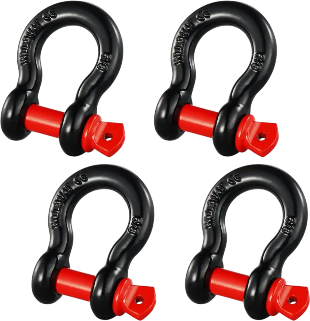 VEVOR 5/8" D-Ring Shackle, 4 Pack Alloy Steel Shackles 28660 lbs (13 Ton) Break Strength with 3/4" Screw Pin, Heavy Duty Off Road Vehicle Recovery Shackle, Towing Accessories for Jeep Truck, Black