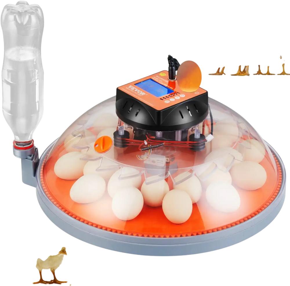 VEVOR Egg Incubator, Incubators for Hatching Eggs, Automatic Egg Turner with Temperature and Humidity Control, 24 Eggs Poultry Hatcher with ABS Transparent Shell for Chicken, Duck, Quail