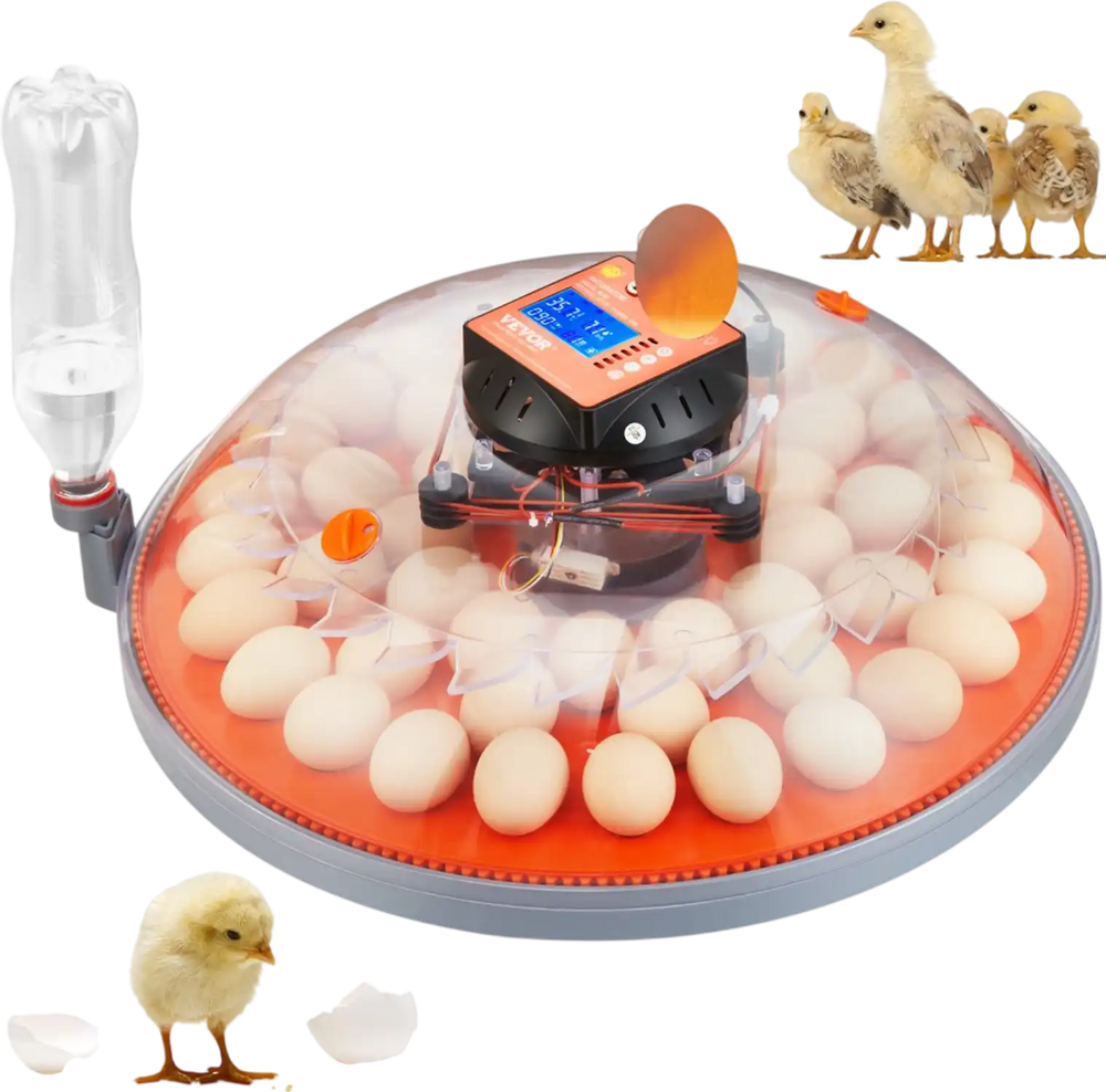 VEVOR 48 Egg Incubator, Incubators for Hatching Eggs, 360° Automatic Egg Turner with Temperature and Humidity Display, 48 Eggs Poultry Hatcher with ABS Transparent Shell for Chicken, Duck, Quail