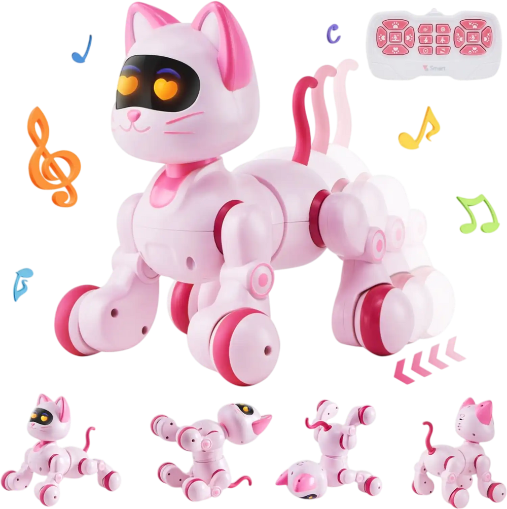 VEVOR Remote Control Robot Cat Toy, RC Cat Programmable Smart Interactive Robotic Pet for Kids with Touch Control, Walking Singing Dancing RC Stunt Toy Cat for Age 3 4 5 6 7 8 10 Year Old Boys Girls