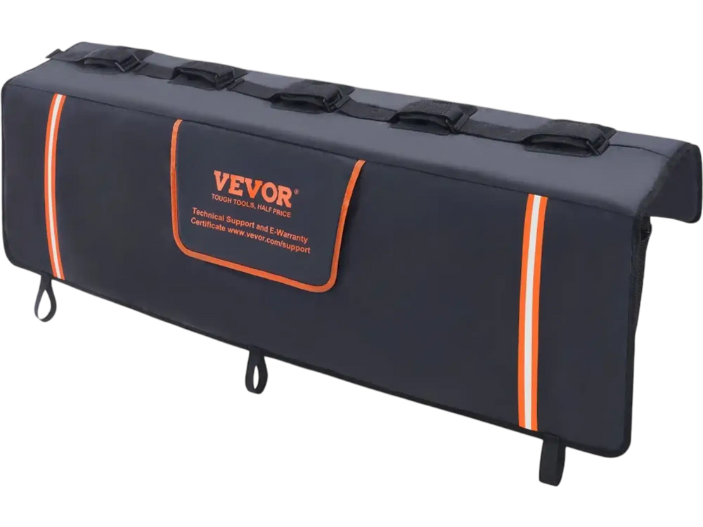 VEVOR Tailgate Bike Pad, 53" Truck Tailgate Pad Carry 5 Mountain Bikes, Upgraded Grooves Tailgate Protection Pad with Reflective Strips and Tool Pockets, with Camera Opening for Mid-Size Pickup Trucks