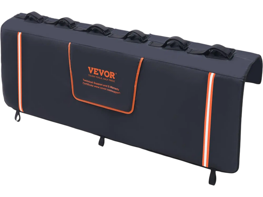 VEVOR Tailgate Bike Pad, 62" Truck Tailgate Pad Carry 6 Mountain Bikes, Upgraded Grooves Tailgate Protection Pad with Reflective Strips and Tool Pockets, with Camera Opening for Most Pickup Trucks