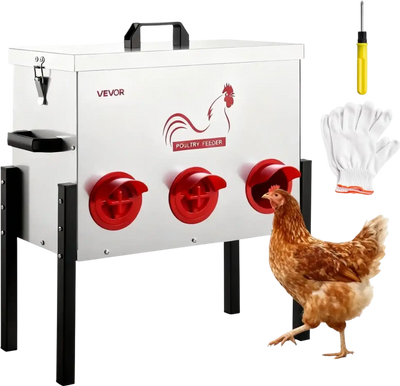 Vevor Automatic Chicken Feeder 30 lbs 6-Port No-Waste Poultry Feeder New