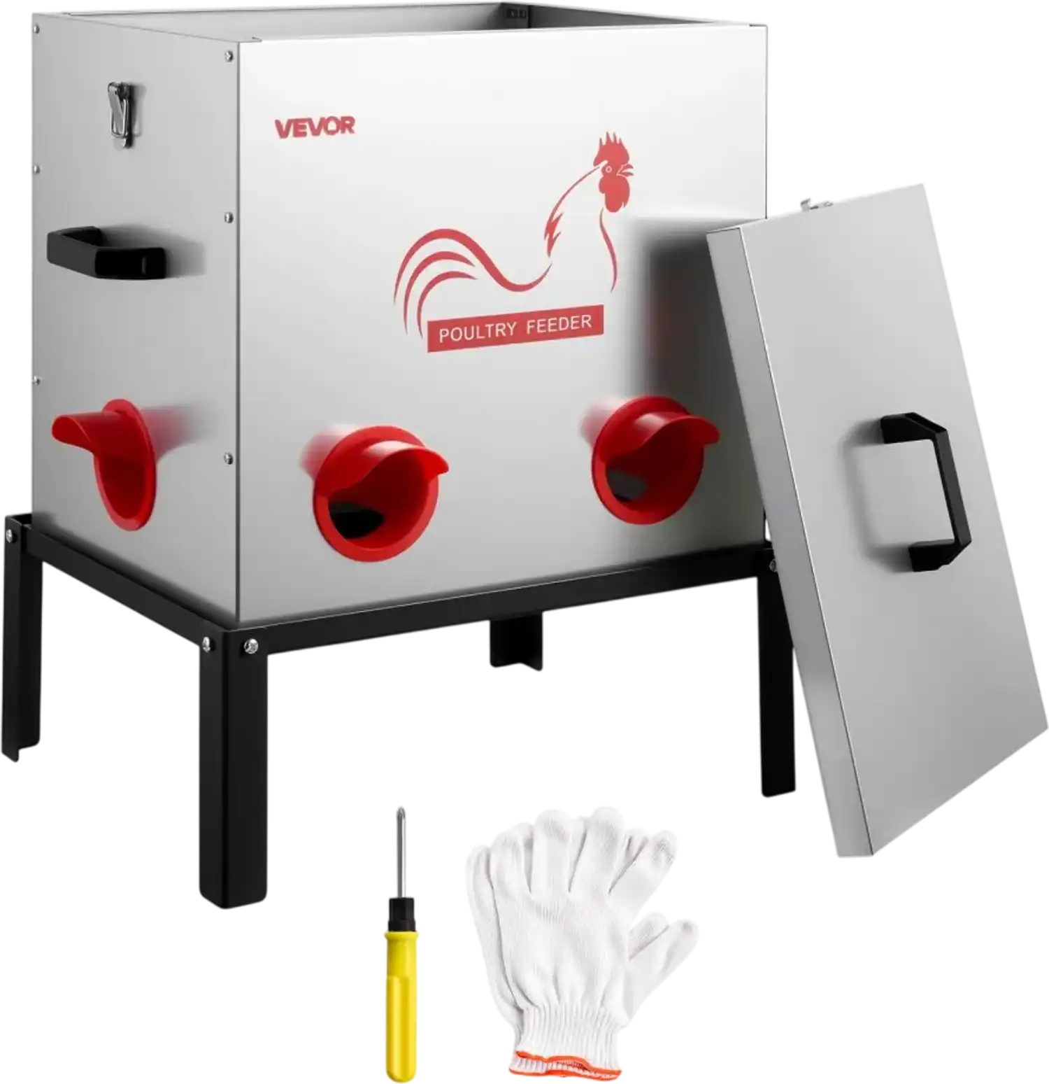 Vevor Automatic Chicken Feeder 50 lbs 6-Port No-Waste Poultry Feeder New