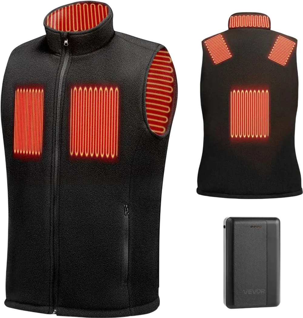 VEVOR Heated Vest, Men Electric Heating Vest with 16000 mAh Battery Pack, 6 Heating Zones Lightweight Rechargeable Winter-Vest with 3 Levels, for Outdoor Hiking Camping Fishing Skiing, Size M