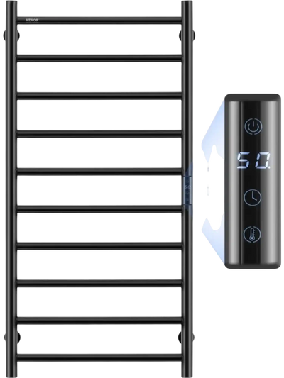 Vevor Towel Warmer Rack Wall Mounted Heated Bathroom Black 10-Bar New