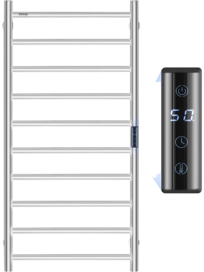 Vevor Towel Warmer Rack 10-Bar Wall Mounted Heated Bathroom Silver New