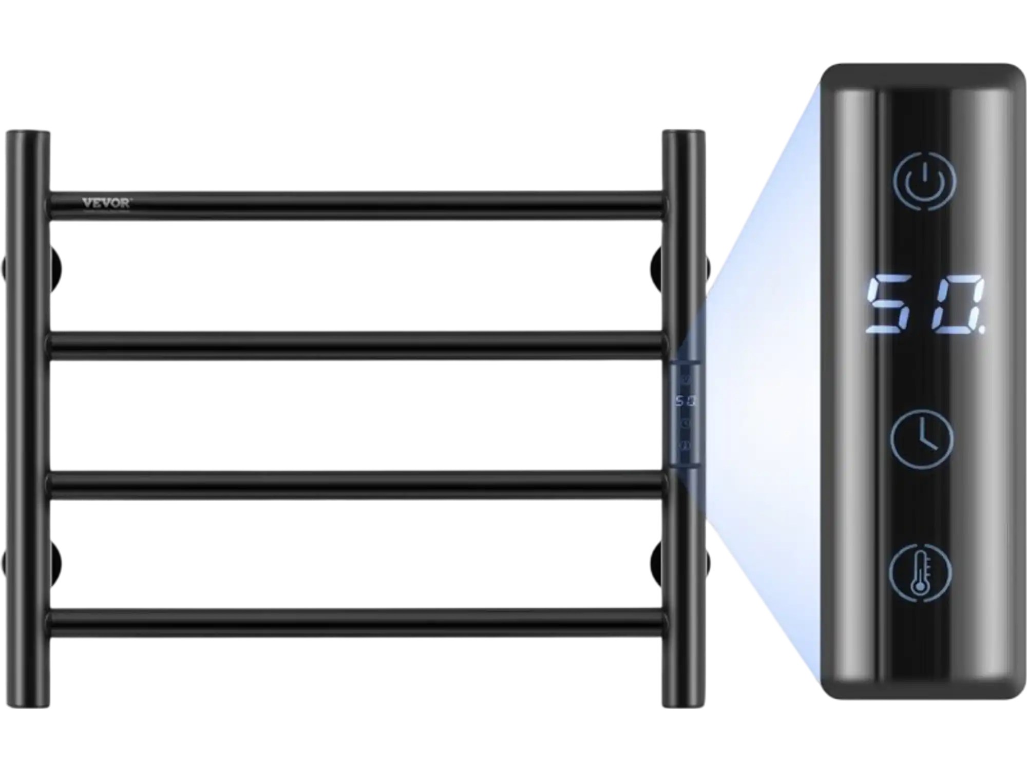 Vevor Towel Warmer Rack Wall Mounted Heated 4-Bar Bathroom Black New