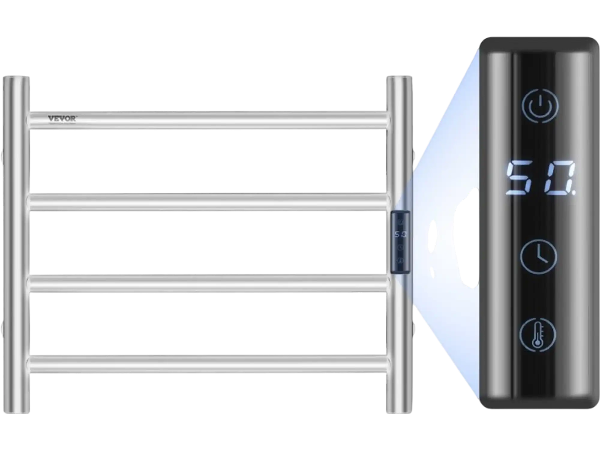 Vevor Towel Warmer Rack Wall Mounted Heated 4-Bar Bathroom Silver New