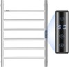 VEVOR 6 Bars Towel Warmer Rack, Wall Mounted Heated Towel Rack for Bathroom, IPX5 Waterpoof Towel Heater Rack with Timer & LED Display Screen, 5 Levels Adjustable Temperature Towel Heater, Silver