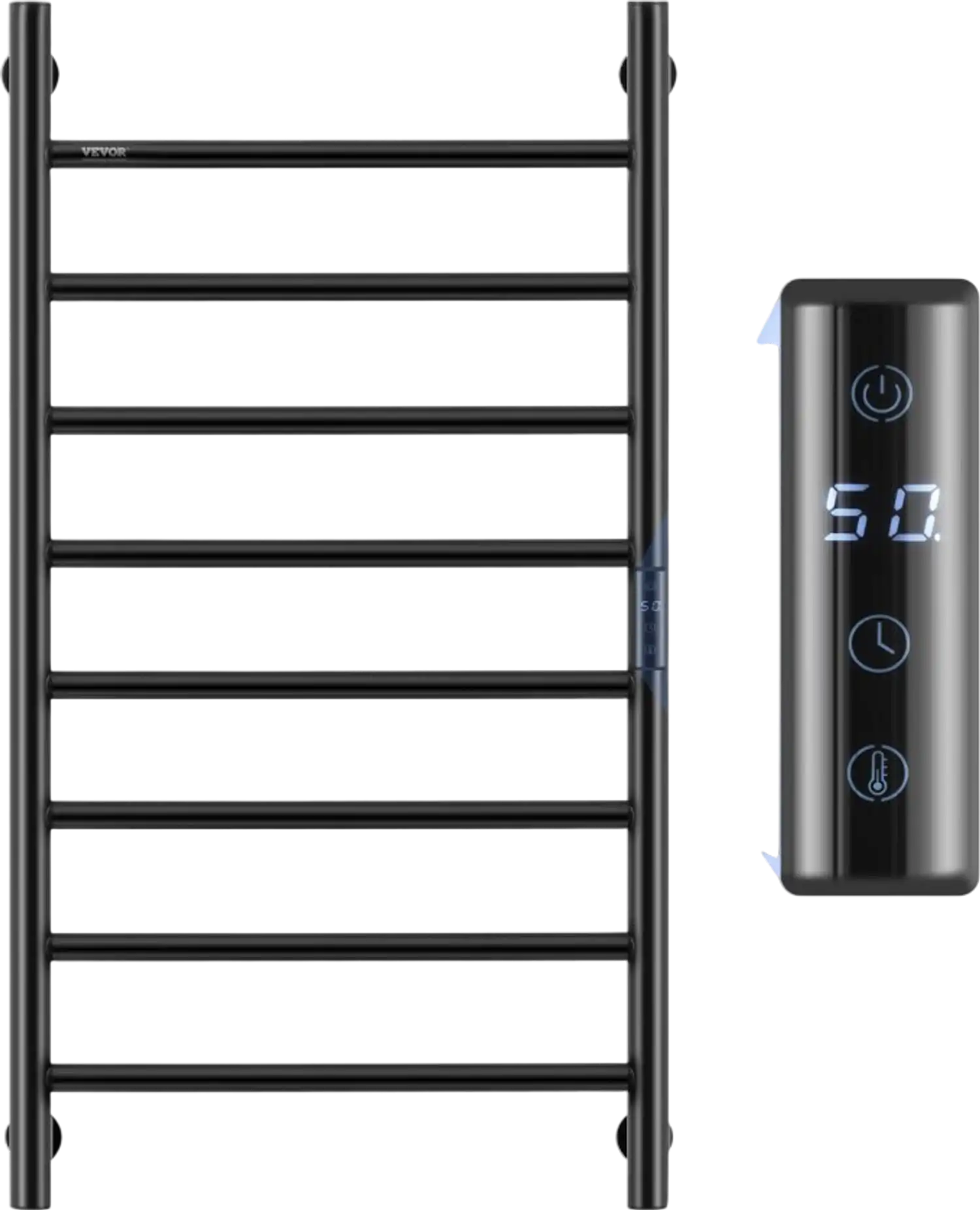Vevor Towel Warmer Rack Wall Mounted 8-Bar Heated Bathroom Towel Rack Black New