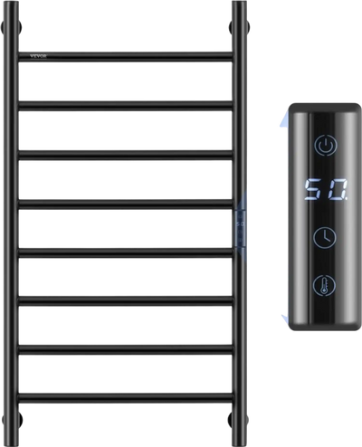 VEVOR 8 Bars Towel Warmer Rack, 120V Wall Mounted Heated Towel Rack for Bathroom, IPX5 Waterpoof Towel Heater Rack with Timer & LED Display Screen, 5 Levels Adjustable Temperature Towel Heater, Black