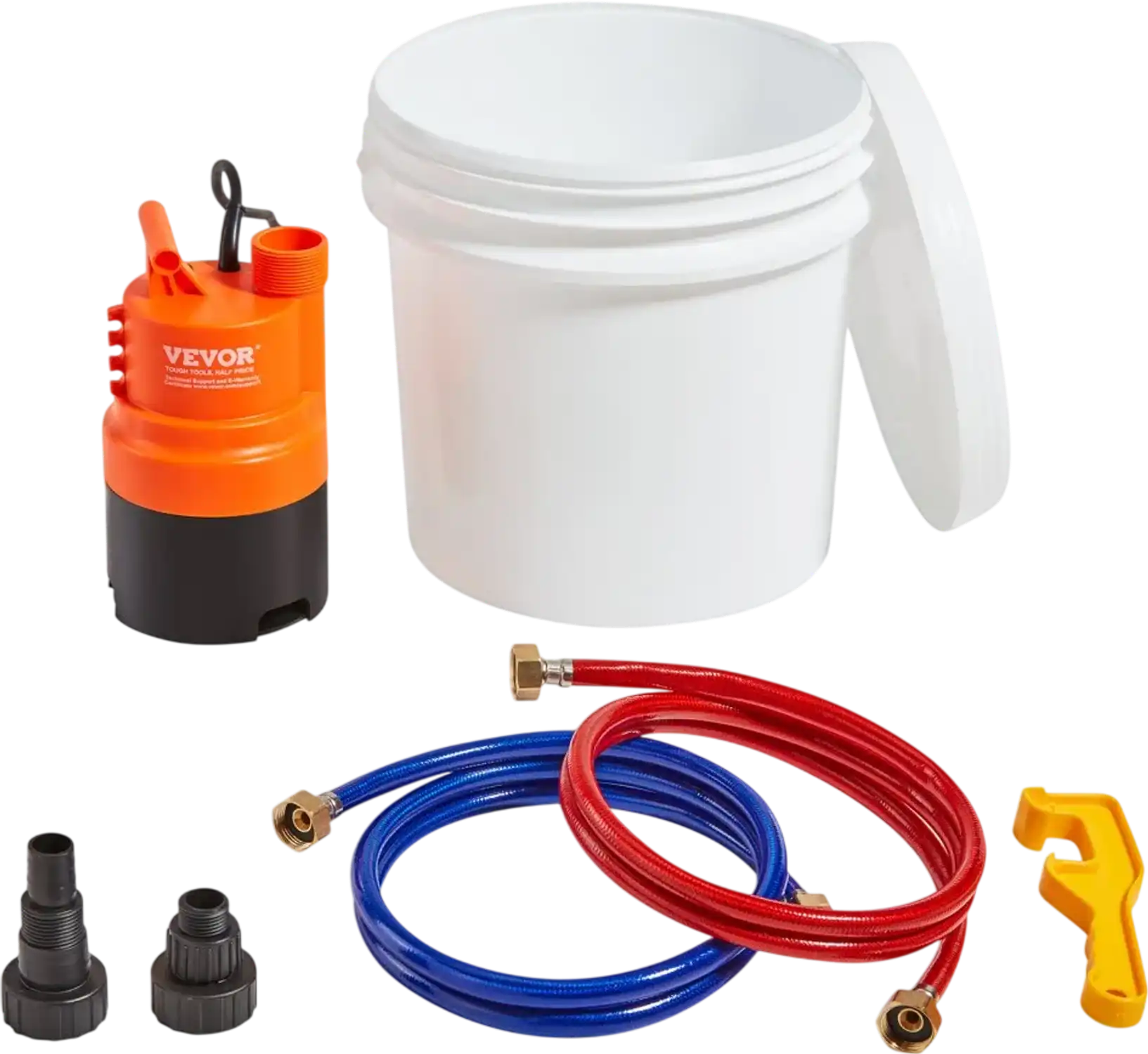 Vevor Water Heater Flushing Kit Tankless Descale Pump Kit with 3.7 Gallon Pail New