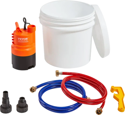 Vevor Water Heater Flushing Kit Tankless Descale Pump Kit with 3.7 Gallon Pail New