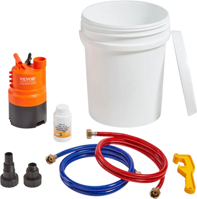 Vevor Water Heater Flushing Kit Tankless Descaling Pump 5 Gallon Pail 2 Hoses New