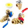 VEVOR Water Heater Kit, 3/4 Inch Tankless Water Heater Service Valve Kit with 2PCS 3/4″ NPT to 3/4″ PTC Isolation Valves, Pressure Relief Valve, Fits Most Tankless Waters Heaters, Lead-Free Brass