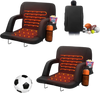 VEVOR Double Heated Stadium Seat with Back Support, 3 Level Heating Wide Bleacher Seat, Folding Portable Padded Reclining Chair with Hook Pocket Cupholder, Ideal for Sport Event Beach Concert (2 Set)