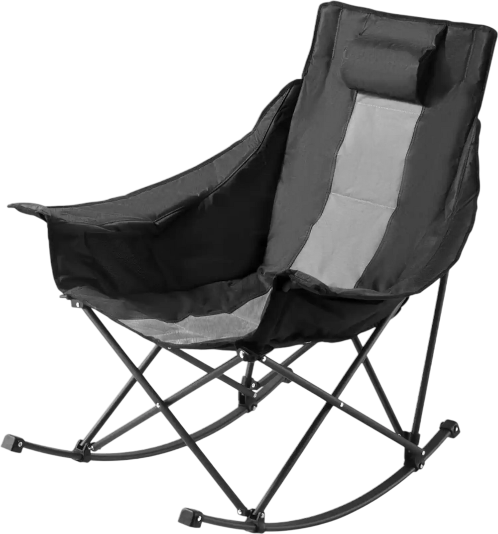VEVOR Heated Camping Chair, 3 Heating Settings, Large-Sized Padded Folding Rocker, Heavy Duty Outdoor Lawn Chairs with Pocket & Cupholder, Support 225lbs, Portable Heated Chair for Sports Winter Use